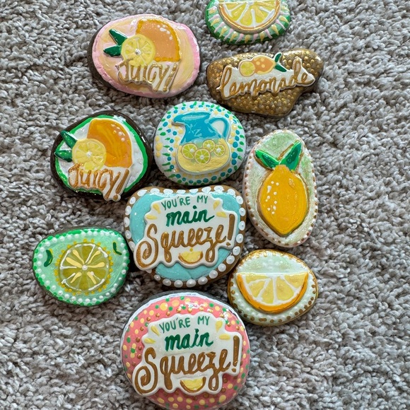 Colorful Lemonade Party Stones Handmade Painted Rocks | Lemon & Citrus Theme - Picture 7 of 10